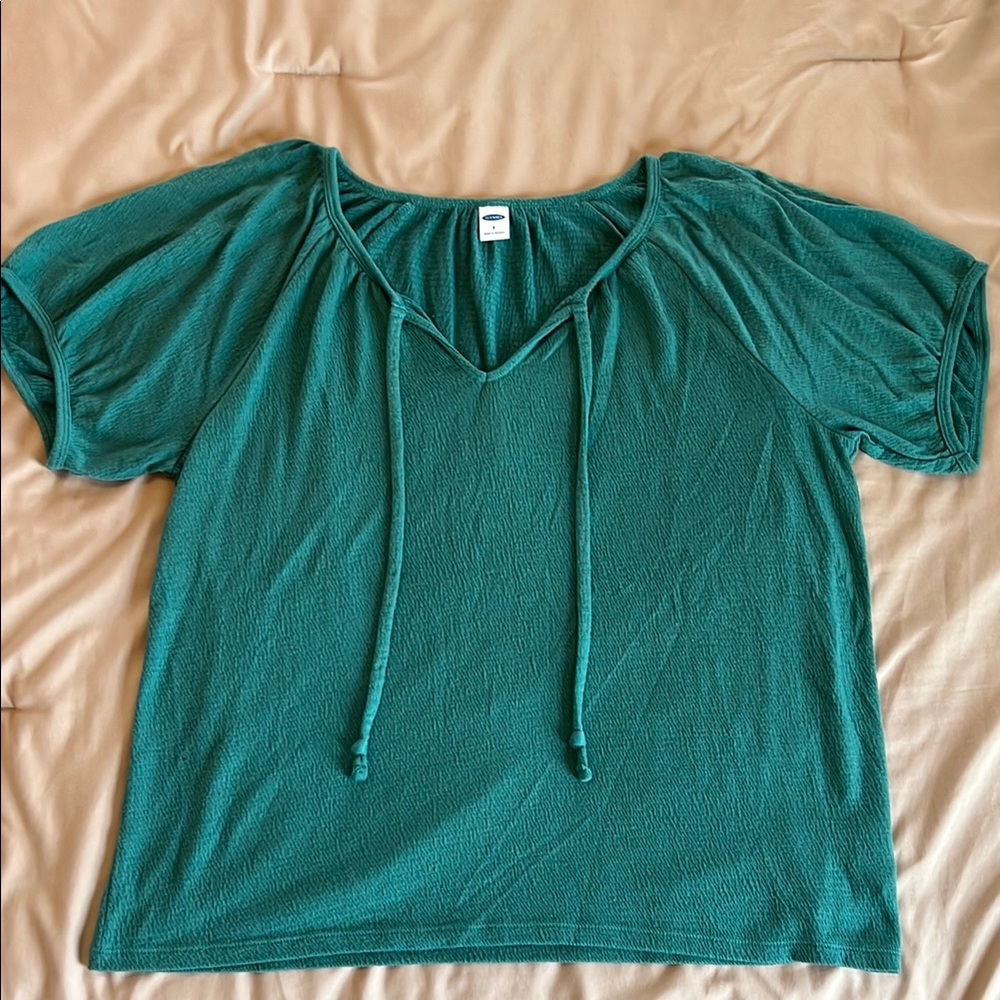 Old Navy Blue Tie Front Relaxed Blouse